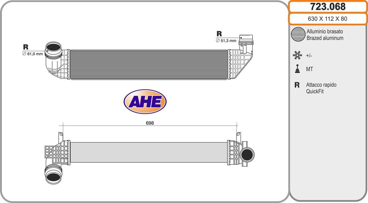 AHE 723.068 Intercooler, charger 723068: Buy near me in Poland at 2407.PL - Good price!