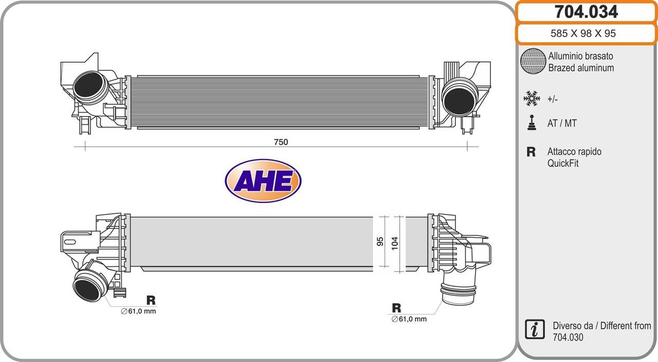 AHE 704.034 Intercooler, charger 704034: Buy near me in Poland at 2407.PL - Good price!