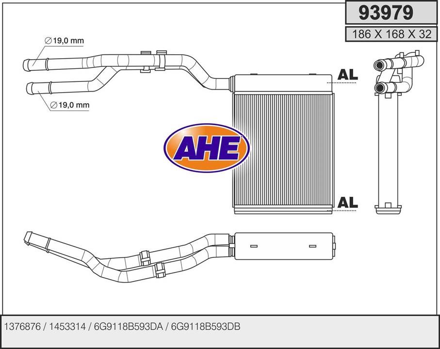 AHE 93979 Heat Exchanger, interior heating 93979: Buy near me in Poland at 2407.PL - Good price!