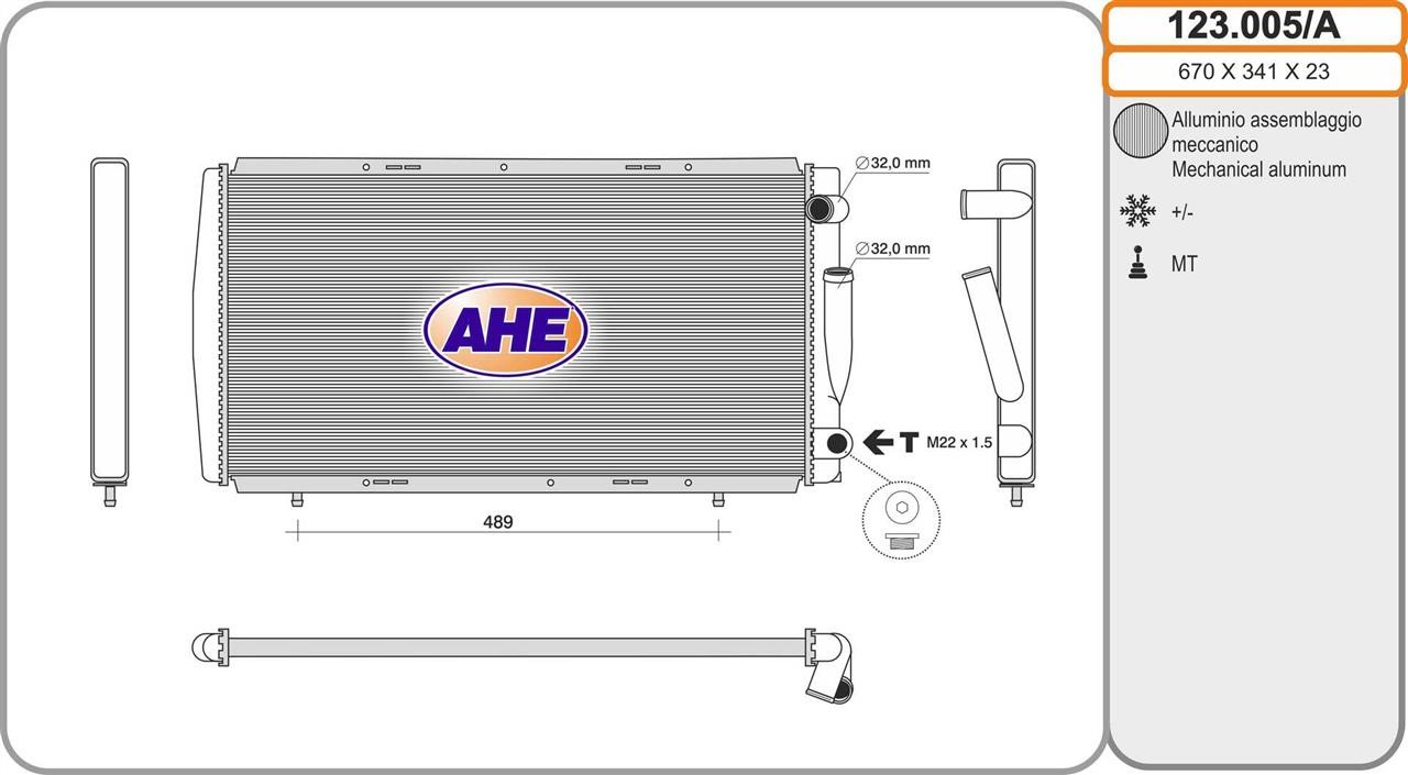 AHE 123.005/A Radiator, engine cooling 123005A: Buy near me in Poland at 2407.PL - Good price!