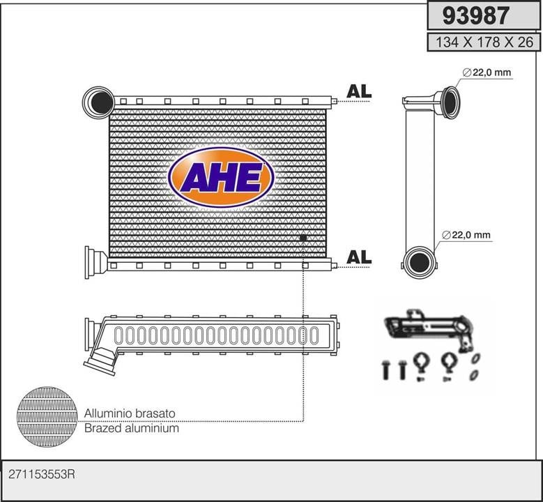 AHE 93987 Heat Exchanger, interior heating 93987: Buy near me in Poland at 2407.PL - Good price!