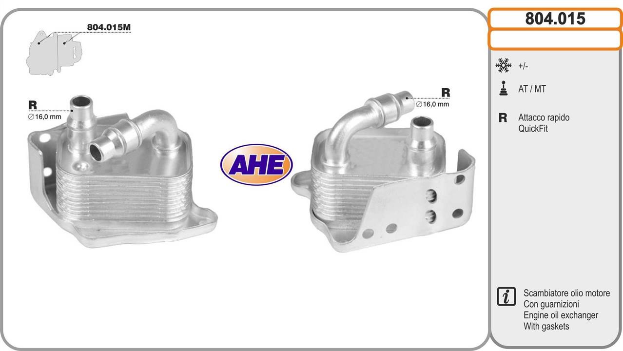 AHE 804.015 Oil Cooler, engine oil 804015: Buy near me in Poland at 2407.PL - Good price!