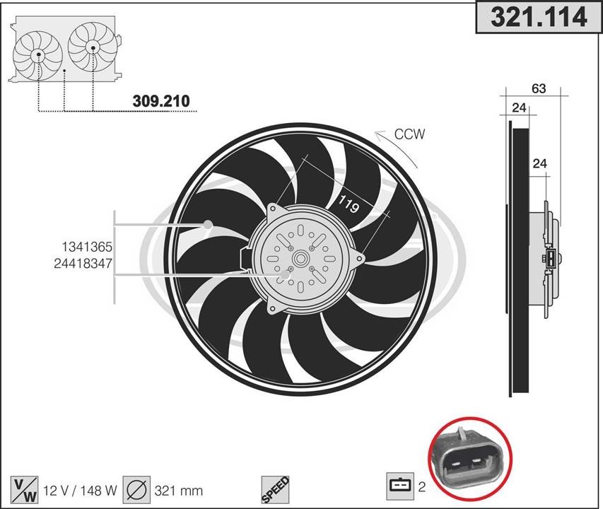 AHE 321.114 Fan, radiator 321114: Buy near me in Poland at 2407.PL - Good price!