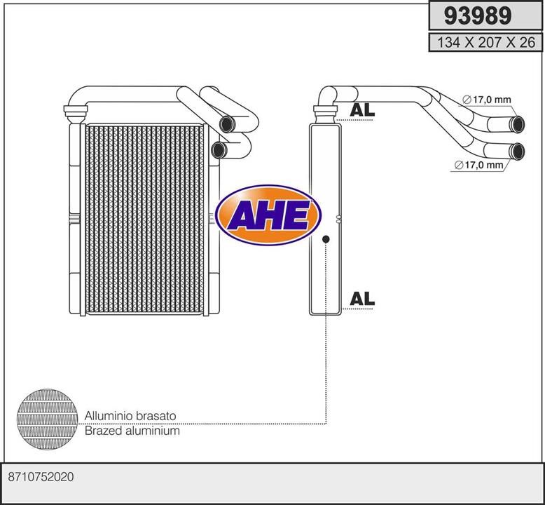 AHE 93989 Heat Exchanger, interior heating 93989: Buy near me in Poland at 2407.PL - Good price!