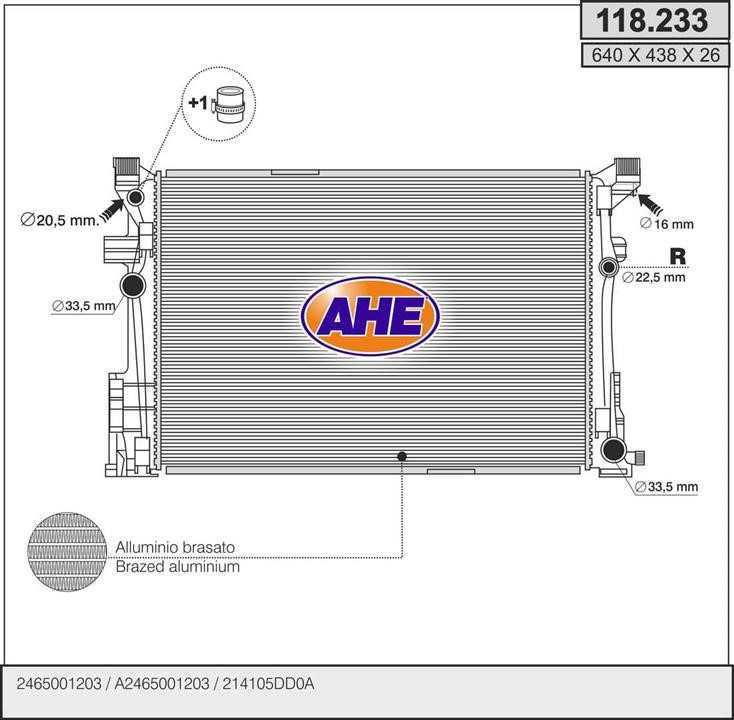 AHE 118.233 Radiator, engine cooling 118233: Buy near me in Poland at 2407.PL - Good price!