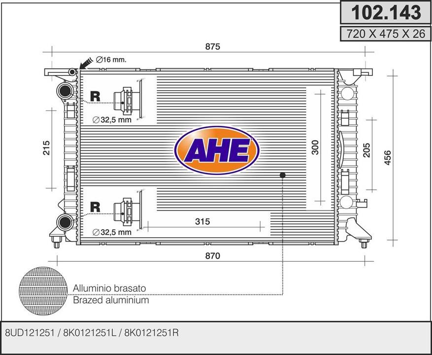 AHE 102.143 Radiator, engine cooling 102143: Buy near me in Poland at 2407.PL - Good price!