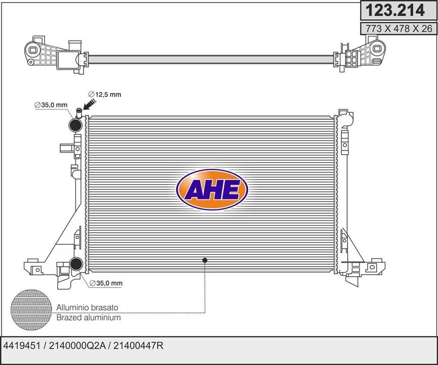 AHE 123.214 Radiator, engine cooling 123214: Buy near me in Poland at 2407.PL - Good price!