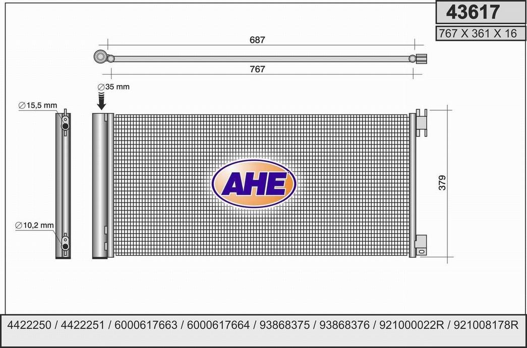 AHE 43617 Condenser 43617: Buy near me in Poland at 2407.PL - Good price!