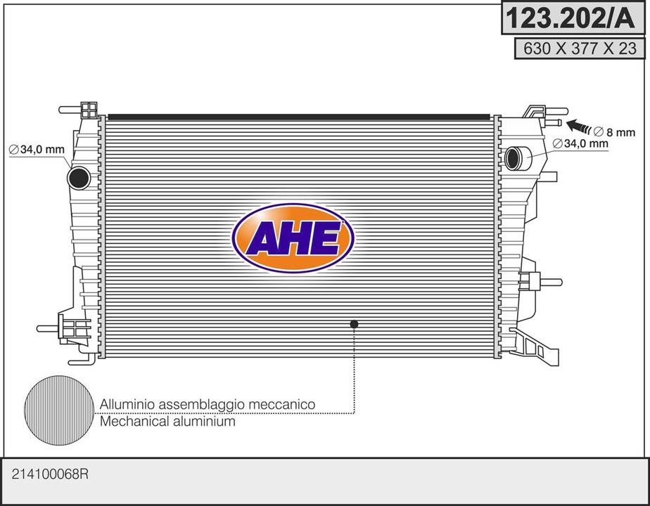 AHE 123.202/A Radiator, engine cooling 123202A: Buy near me in Poland at 2407.PL - Good price!