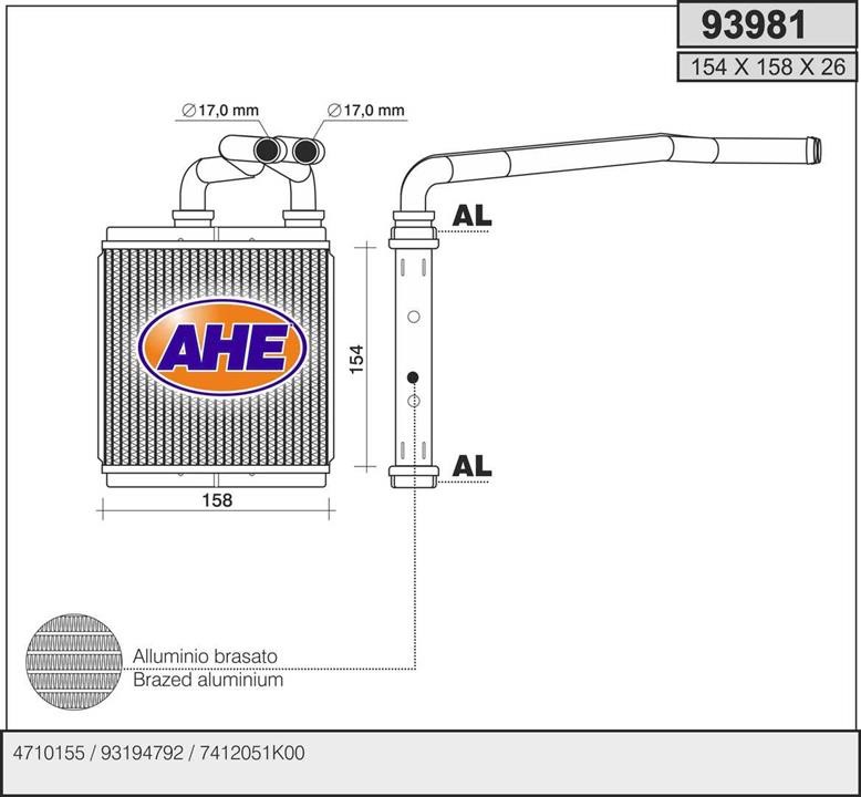AHE 93981 Heat Exchanger, interior heating 93981: Buy near me in Poland at 2407.PL - Good price!