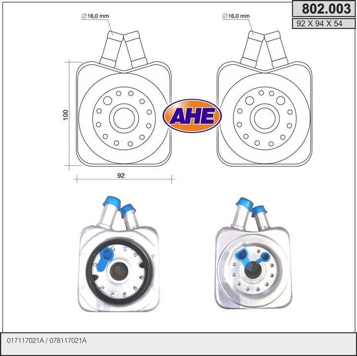 AHE 802.003 Oil Cooler, engine oil 802003: Buy near me in Poland at 2407.PL - Good price!