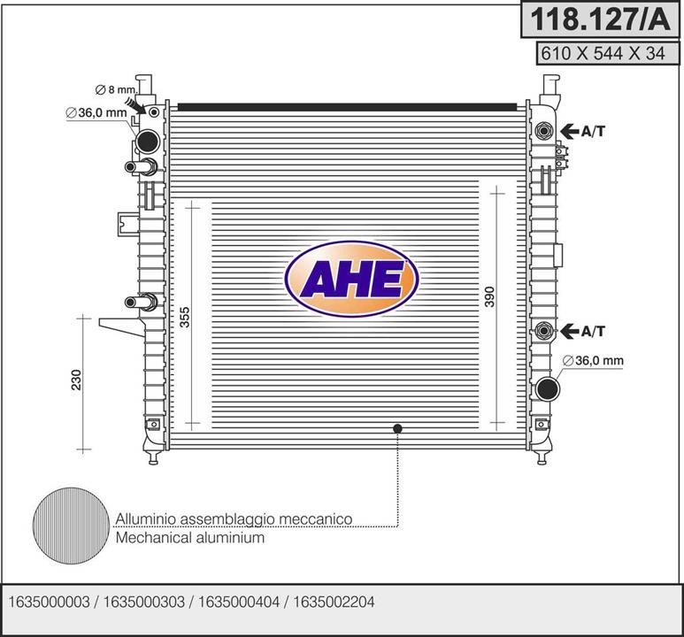 AHE 118.127/A Radiator, engine cooling 118127A: Buy near me in Poland at 2407.PL - Good price!