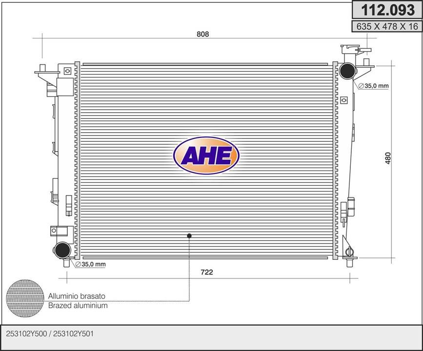 AHE 112.093 Radiator, engine cooling 112093: Buy near me in Poland at 2407.PL - Good price!