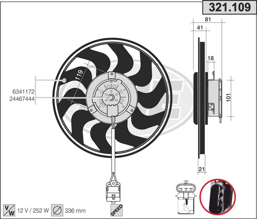 AHE 321.109 Вентилятор, система охолодження двигуна 321109: Приваблива ціна - Купити у Польщі на 2407.PL!