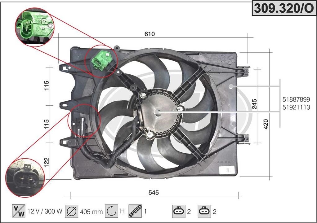 AHE 309.320/O Hub, engine cooling fan wheel 309320O: Buy near me in Poland at 2407.PL - Good price!