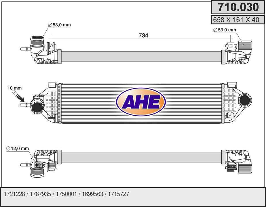 AHE 710.030 Intercooler, charger 710030: Buy near me in Poland at 2407.PL - Good price!