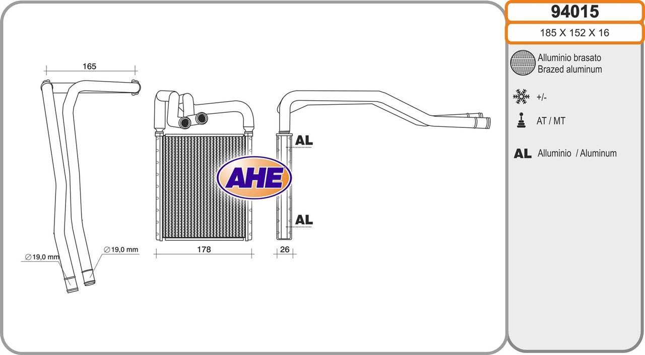 AHE 94015 Heat exchanger, interior heating 94015: Buy near me in Poland at 2407.PL - Good price!