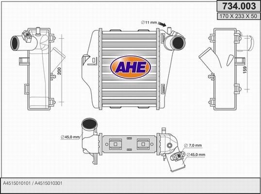 AHE 734.003 Intercooler, charger 734003: Buy near me in Poland at 2407.PL - Good price!