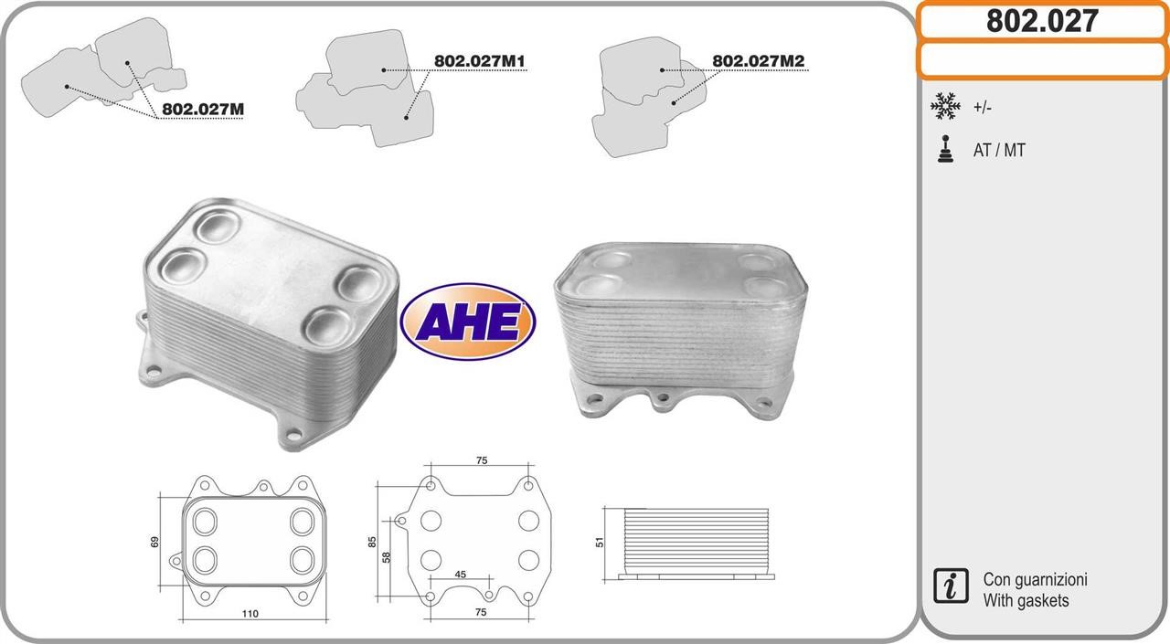 AHE 802.027 Oil Cooler, engine oil 802027: Buy near me in Poland at 2407.PL - Good price!
