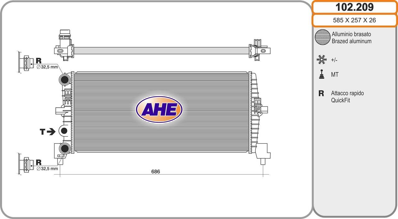 AHE 102.209 Kühler motorkühlung 102209: Kaufen Sie zu einem guten Preis in Polen bei 2407.PL!