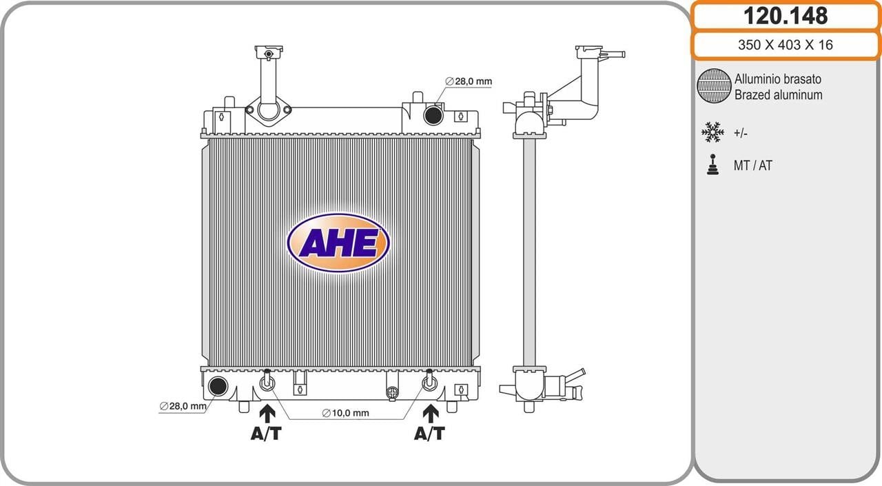 AHE 120.148 Radiator, engine cooling 120148: Buy near me at 2407.PL in Poland at an Affordable price!