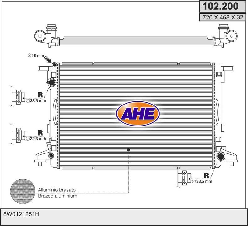 AHE 102.200 Радіатор, система охолодження двигуна 102200: Приваблива ціна - Купити у Польщі на 2407.PL!