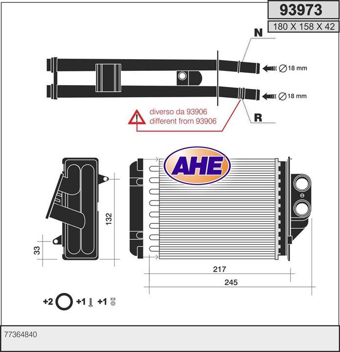 AHE 93973 Heat Exchanger, interior heating 93973: Buy near me in Poland at 2407.PL - Good price!