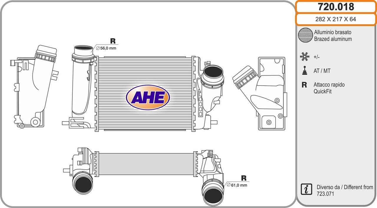 AHE 720.018 Intercooler, charger 720018: Buy near me in Poland at 2407.PL - Good price!