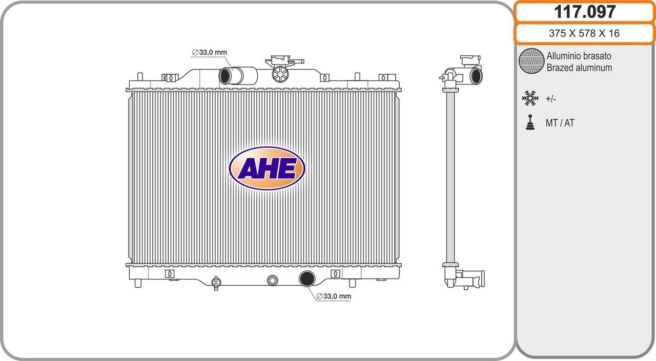 AHE 117.097 Radiator, engine cooling 117097: Buy near me at 2407.PL in Poland at an Affordable price!