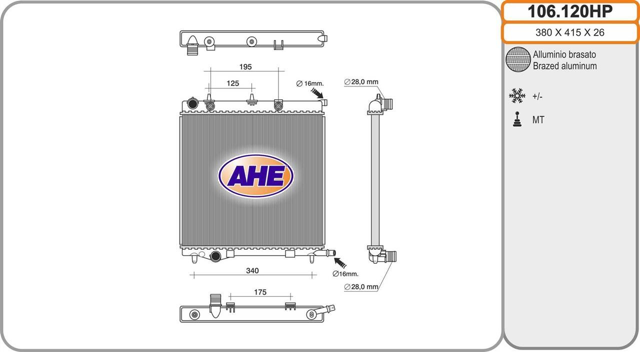 AHE 106.120HP Радиатор охлаждения двигателя 106120HP: Отличная цена - Купить в Польше на 2407.PL!