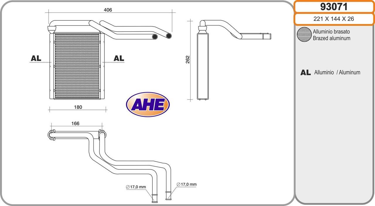 AHE 93071 Heat exchanger, interior heating 93071: Buy near me in Poland at 2407.PL - Good price!