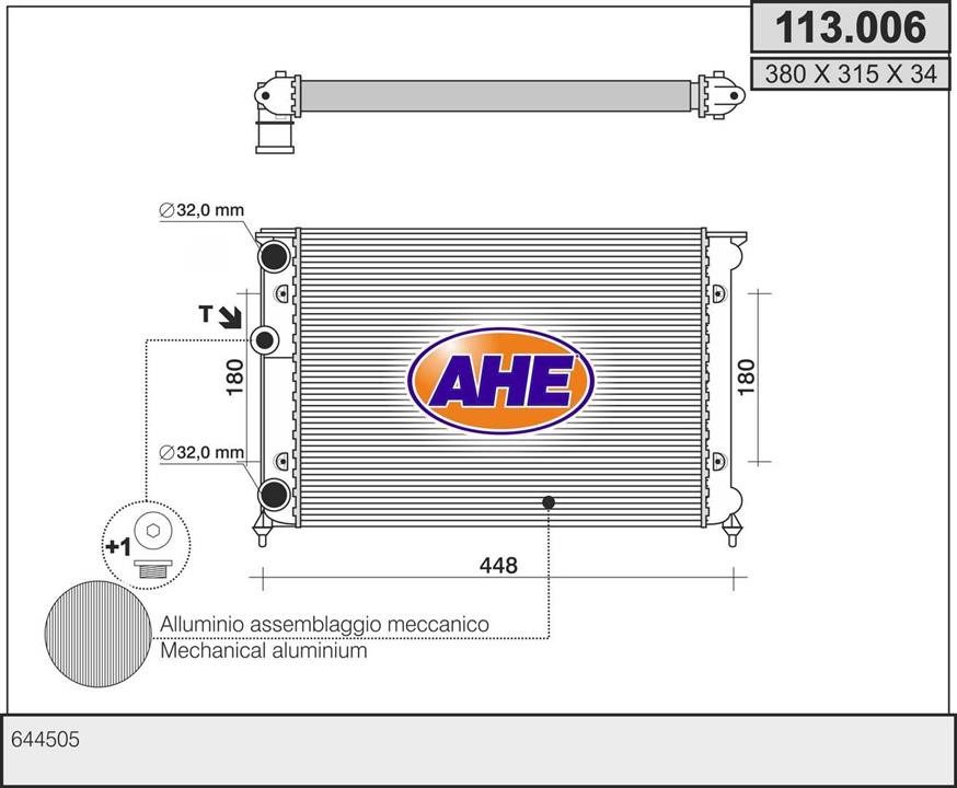 AHE 113.006 Radiator, engine cooling 113006: Buy near me in Poland at 2407.PL - Good price!