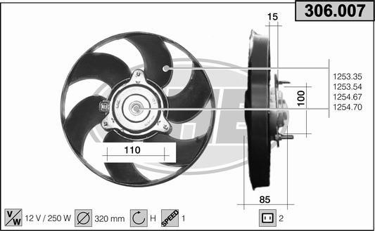 AHE 306.007 Hub, engine cooling fan wheel 306007: Buy near me in Poland at 2407.PL - Good price!