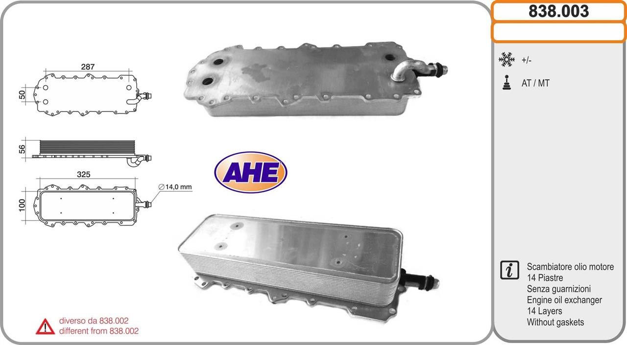AHE 838.003 Oil Cooler, engine oil 838003: Buy near me in Poland at 2407.PL - Good price!