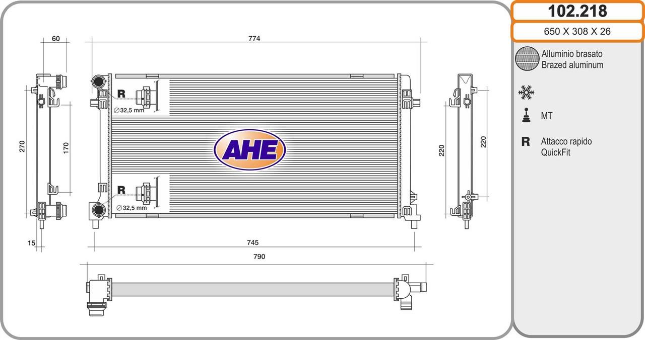 AHE 102.218 Radiator, engine cooling 102218: Buy near me in Poland at 2407.PL - Good price!