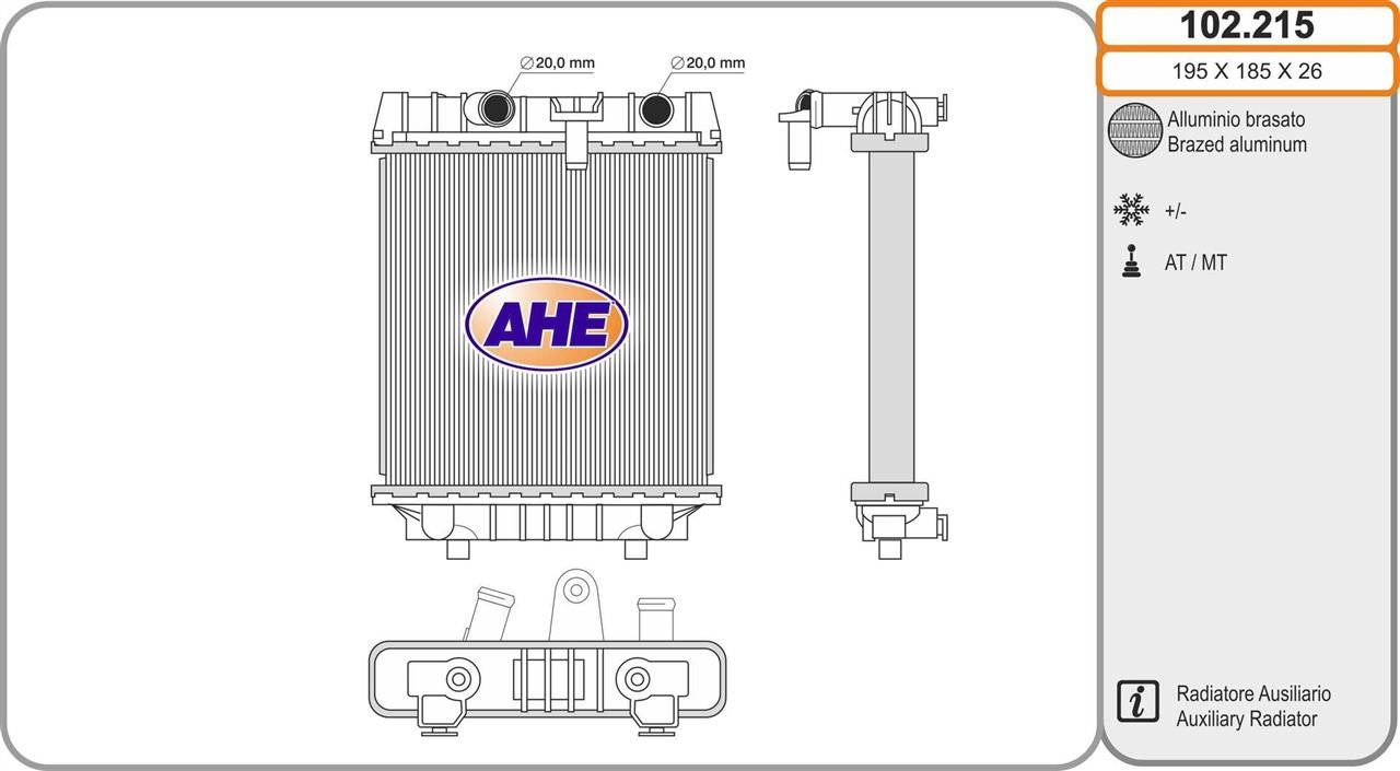 AHE 102.215 Radiator, engine cooling 102215: Buy near me in Poland at 2407.PL - Good price!