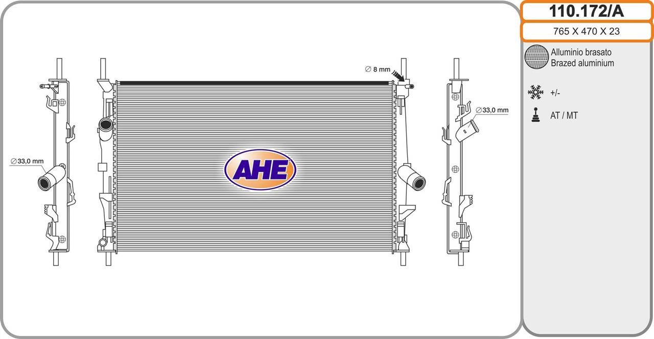 AHE 110.172/A Radiator, engine cooling 110172A: Buy near me in Poland at 2407.PL - Good price!