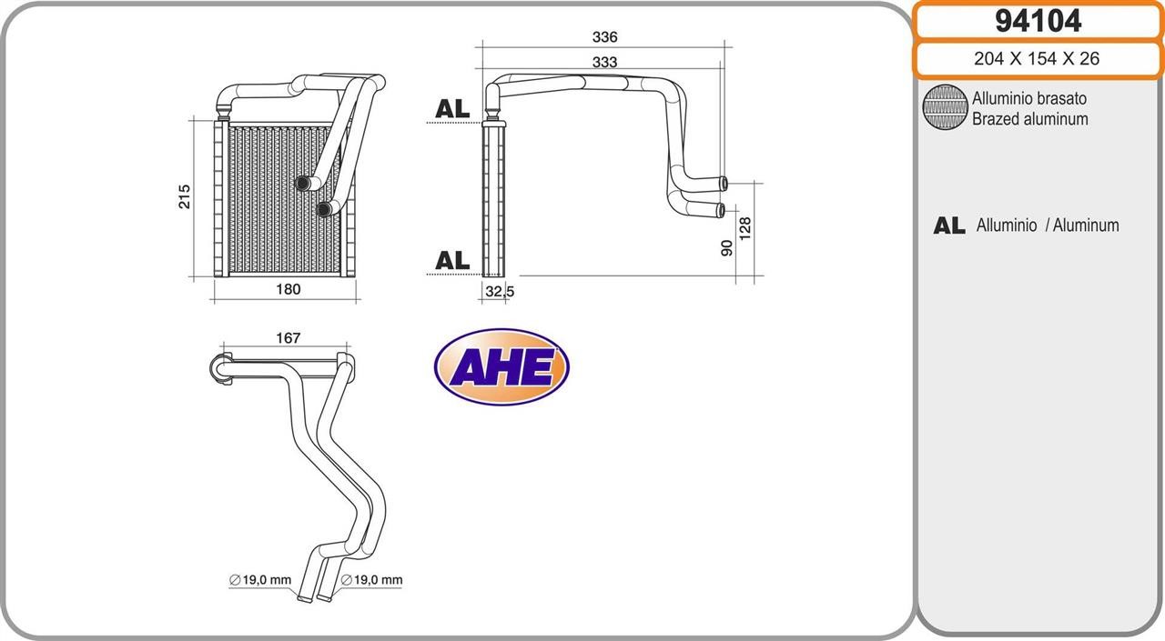 AHE 94104 Heat exchanger, interior heating 94104: Buy near me in Poland at 2407.PL - Good price!