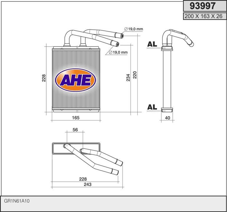 AHE 93997 Heat Exchanger, interior heating 93997: Buy near me in Poland at 2407.PL - Good price!