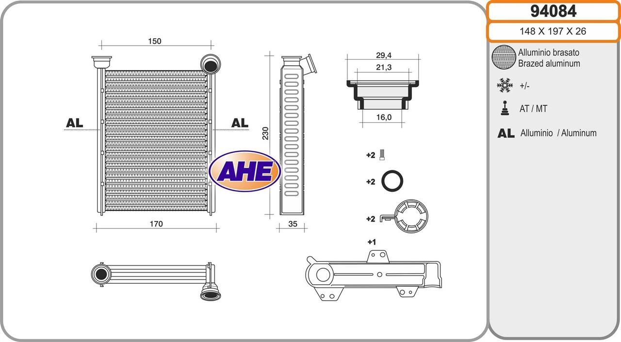 AHE 94084 Heat exchanger, interior heating 94084: Buy near me in Poland at 2407.PL - Good price!