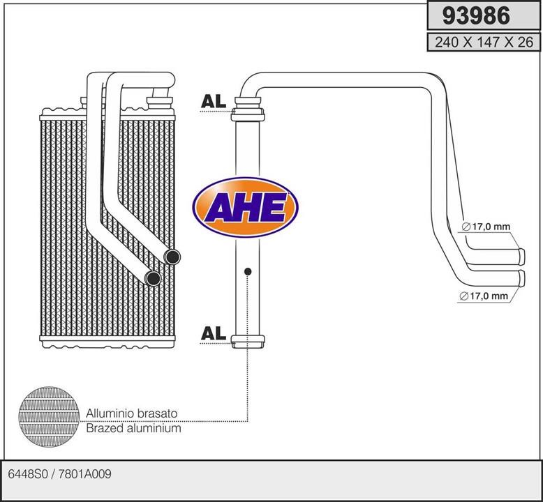 AHE 93986 Heat Exchanger, interior heating 93986: Buy near me in Poland at 2407.PL - Good price!