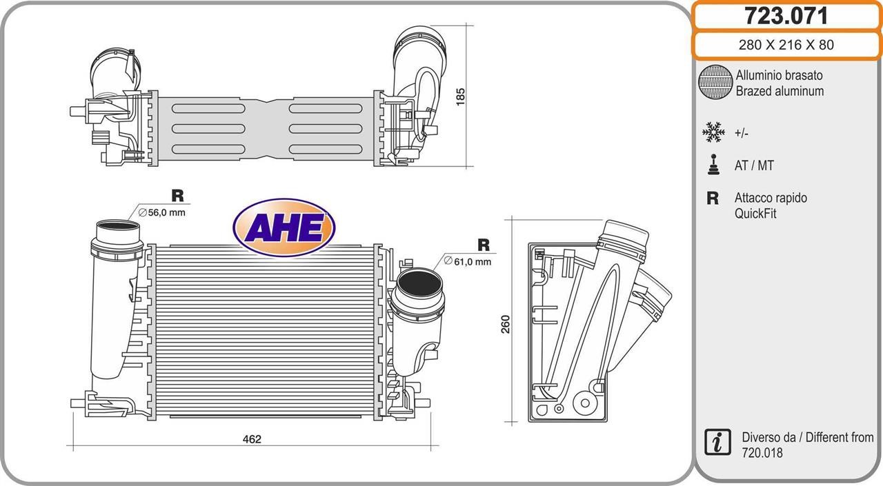 AHE 723.071 Intercooler, charger 723071: Buy near me in Poland at 2407.PL - Good price!