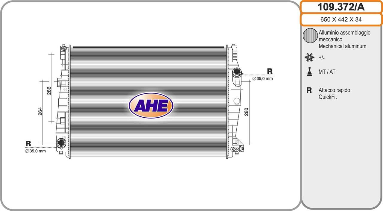 AHE 109.372/A Radiator, engine cooling 109372A: Buy near me in Poland at 2407.PL - Good price!