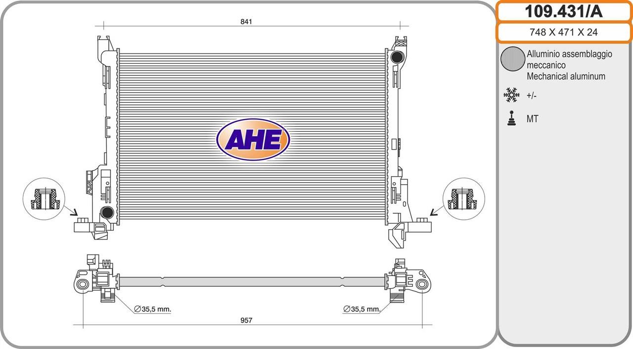 AHE 109.431/A Радіатор охолодження двигуна 109431A: Приваблива ціна - Купити у Польщі на 2407.PL!