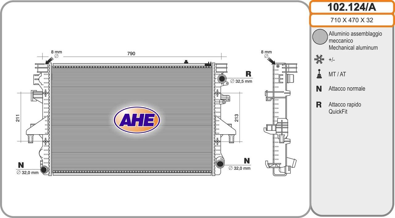 AHE 102.124/A Radiator, engine cooling 102124A: Buy near me in Poland at 2407.PL - Good price!