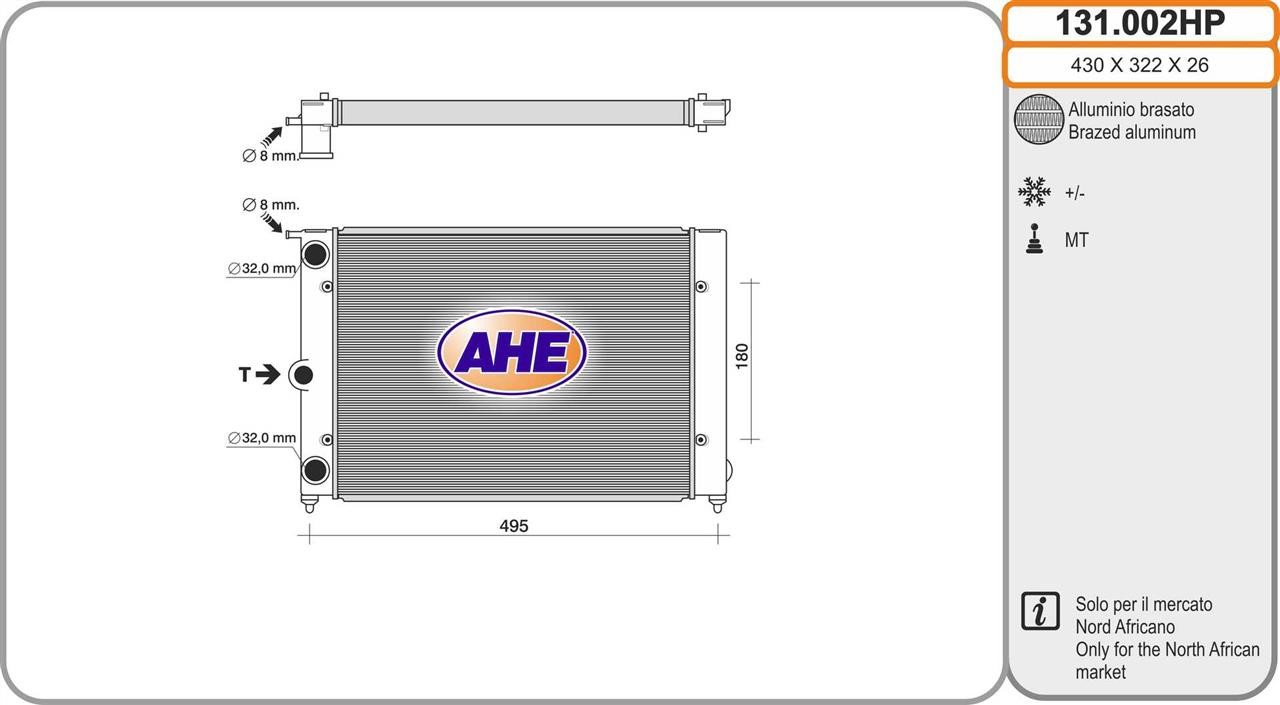 AHE 131.002HP Radiator, engine cooling 131002HP: Buy near me in Poland at 2407.PL - Good price!
