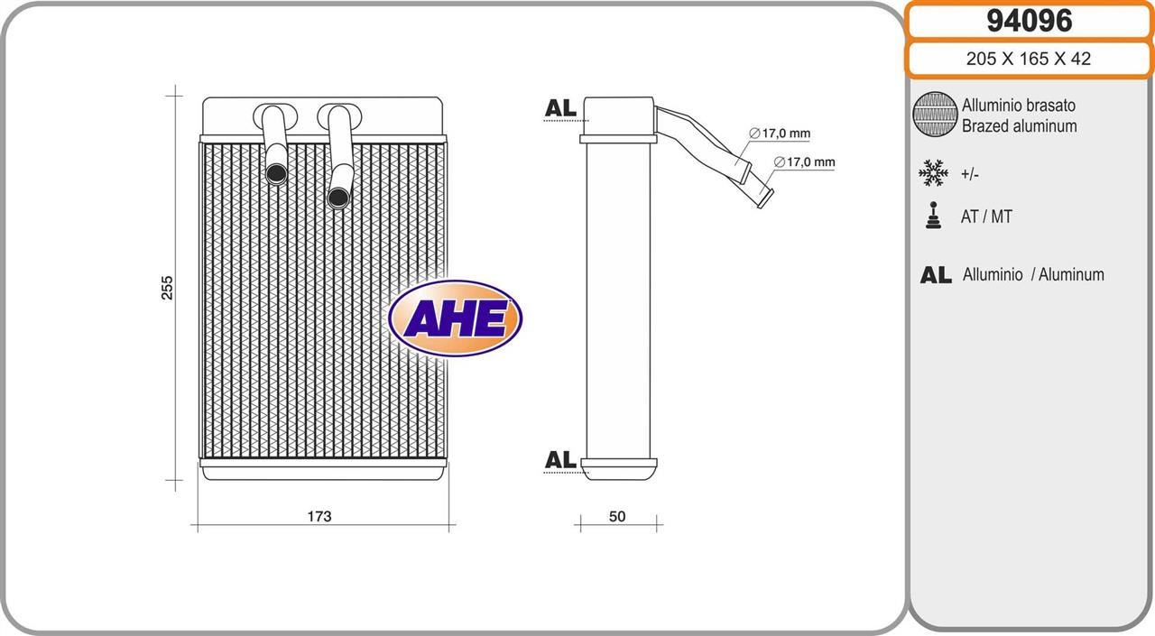 AHE 94096 Heat exchanger, interior heating 94096: Buy near me in Poland at 2407.PL - Good price!