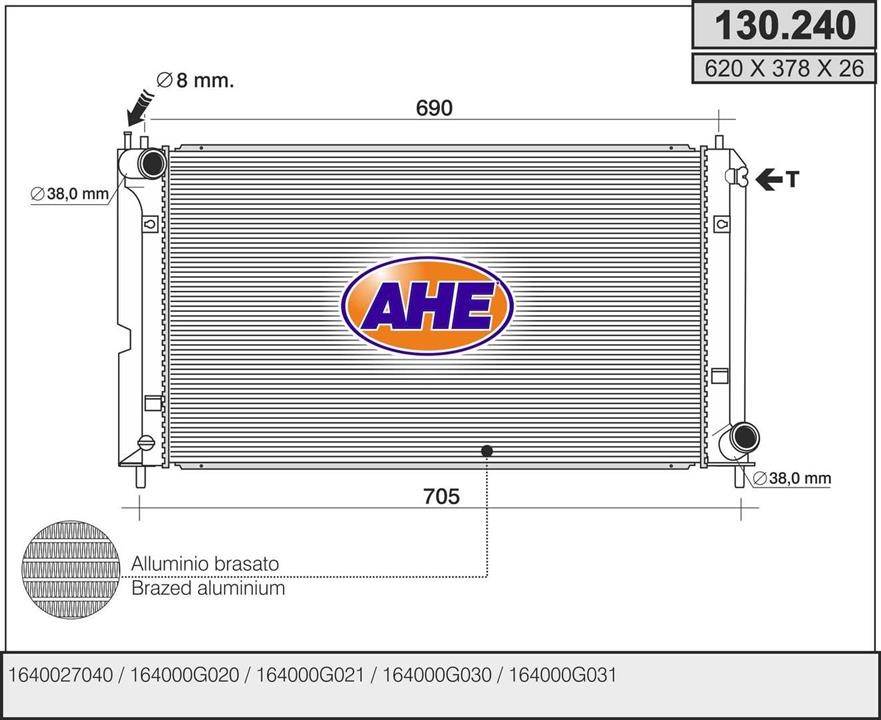 AHE 130.240 Radiator, engine cooling 130240: Buy near me in Poland at 2407.PL - Good price!