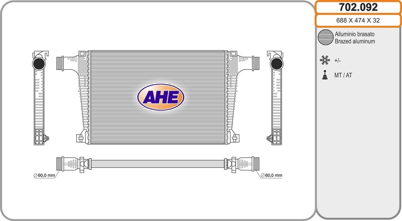 AHE 702.092 Chłodnica powietrza doładowującego (intercooler) 702092: Dobra cena w Polsce na 2407.PL - Kup Teraz!