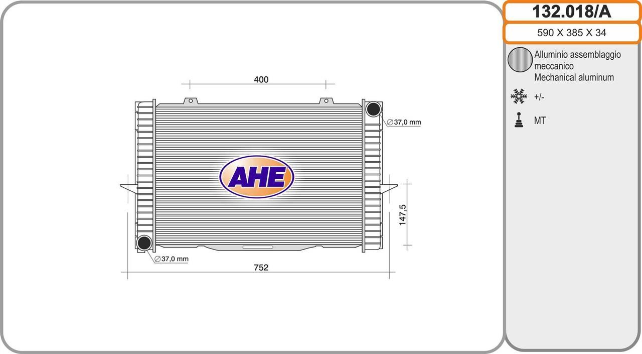 AHE 132.018/A Radiator, engine cooling 132018A: Buy near me in Poland at 2407.PL - Good price!
